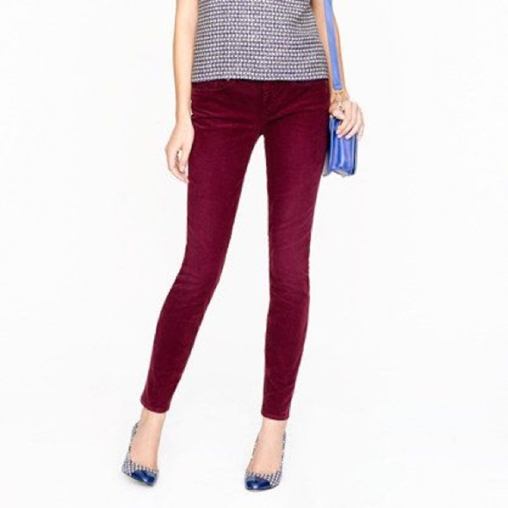 J. Crew Burgundy Toothpick Corduroy ankle pants 30